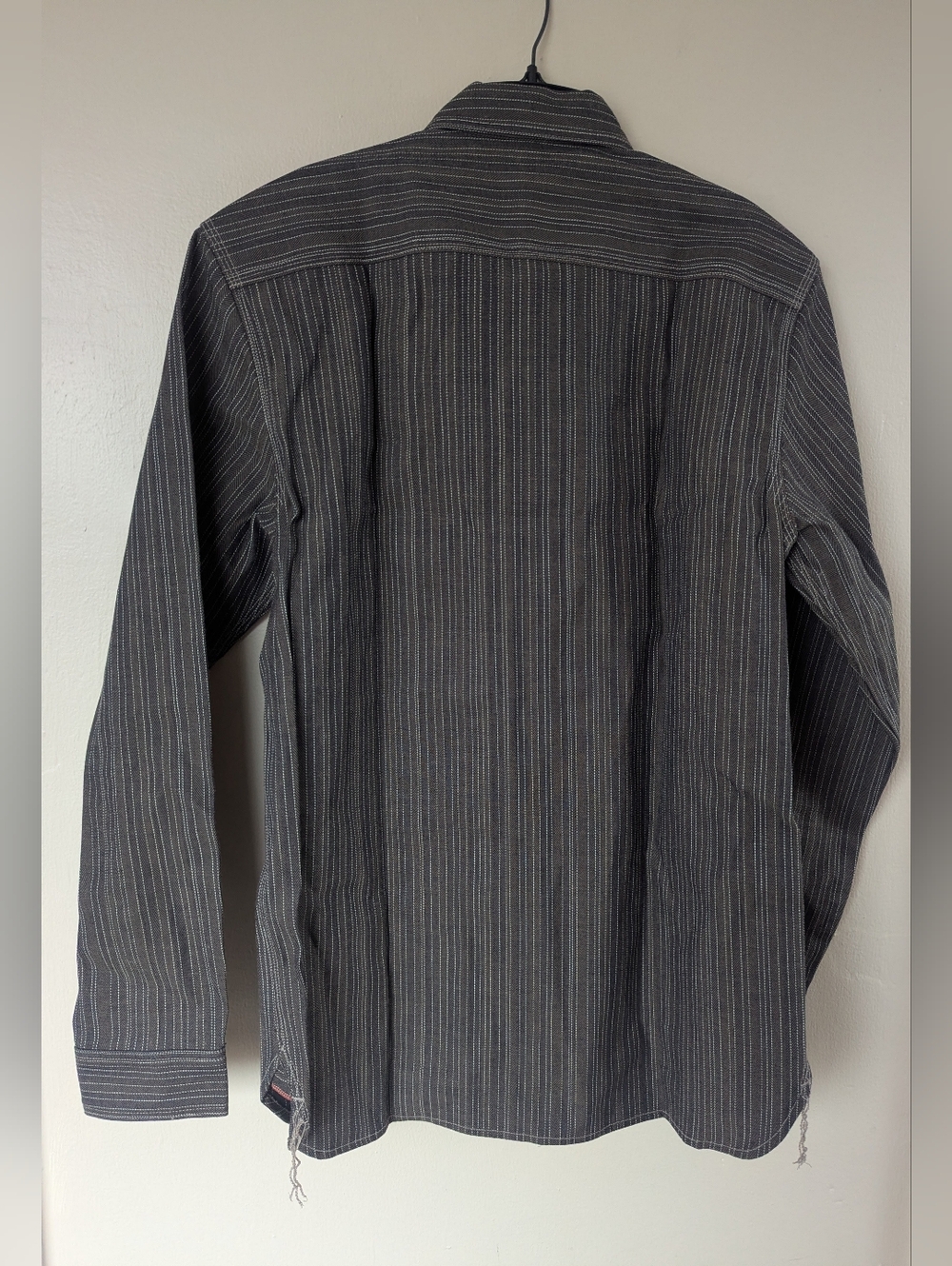 Gustin #8 Japan Wabisabi Workshirt, Brown/Gray & White Striped (SIZE LARGE SLIM) - Picture 9 of 15